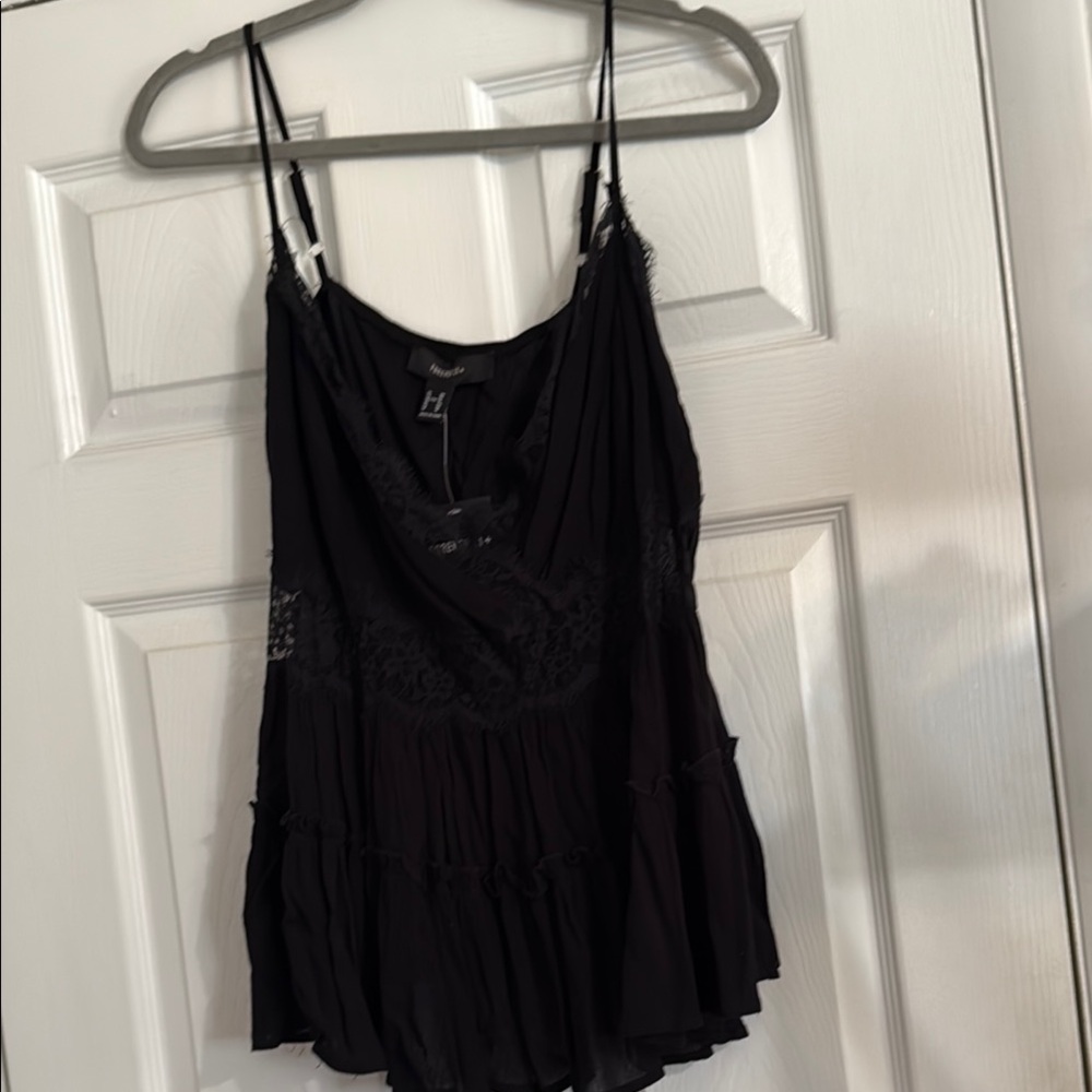 NWT Black Lace Trim women’s top